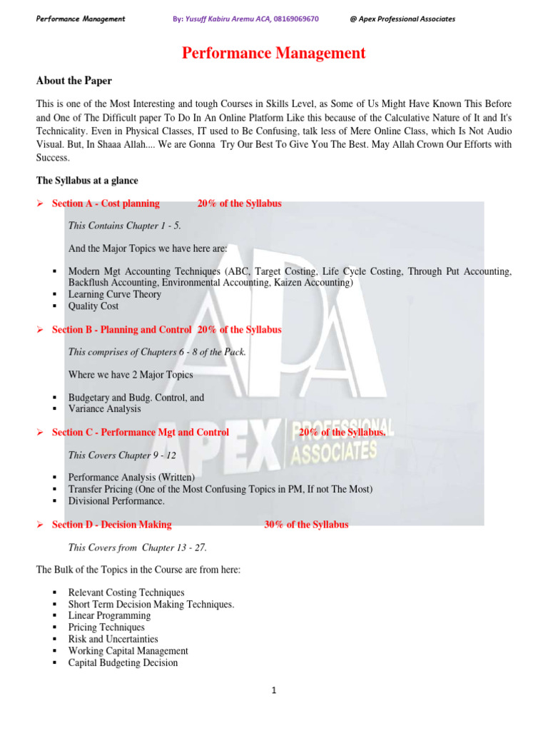 PM - Sum. Note (Updated) | PDF | Cost Accounting | Labour Economics