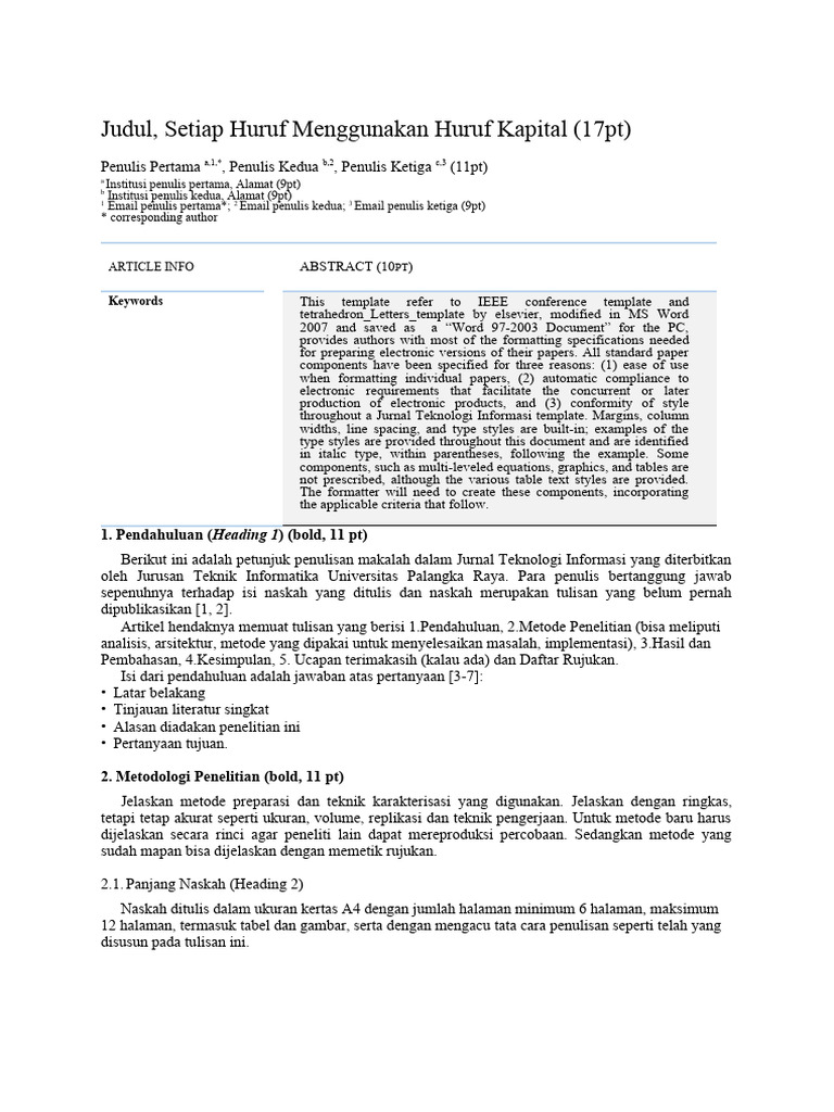 Template Jurnal Teknologi Informasi | PDF | Komputer