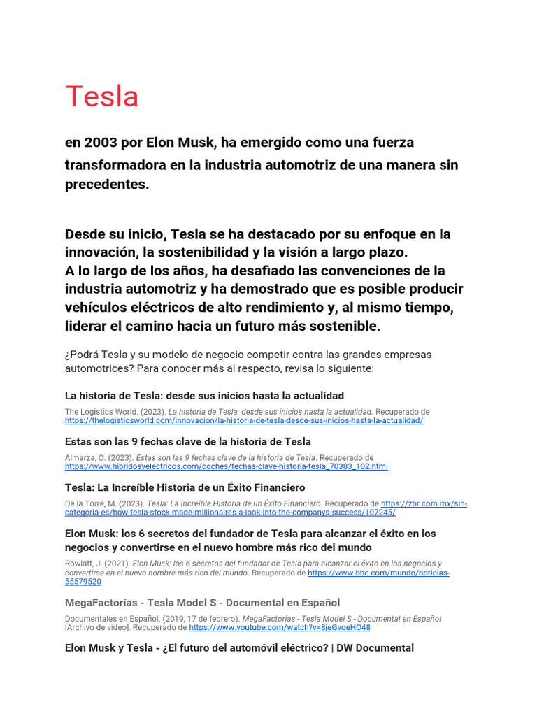 CASO TESLA | PDF | Elon Musk | Coche eléctrico