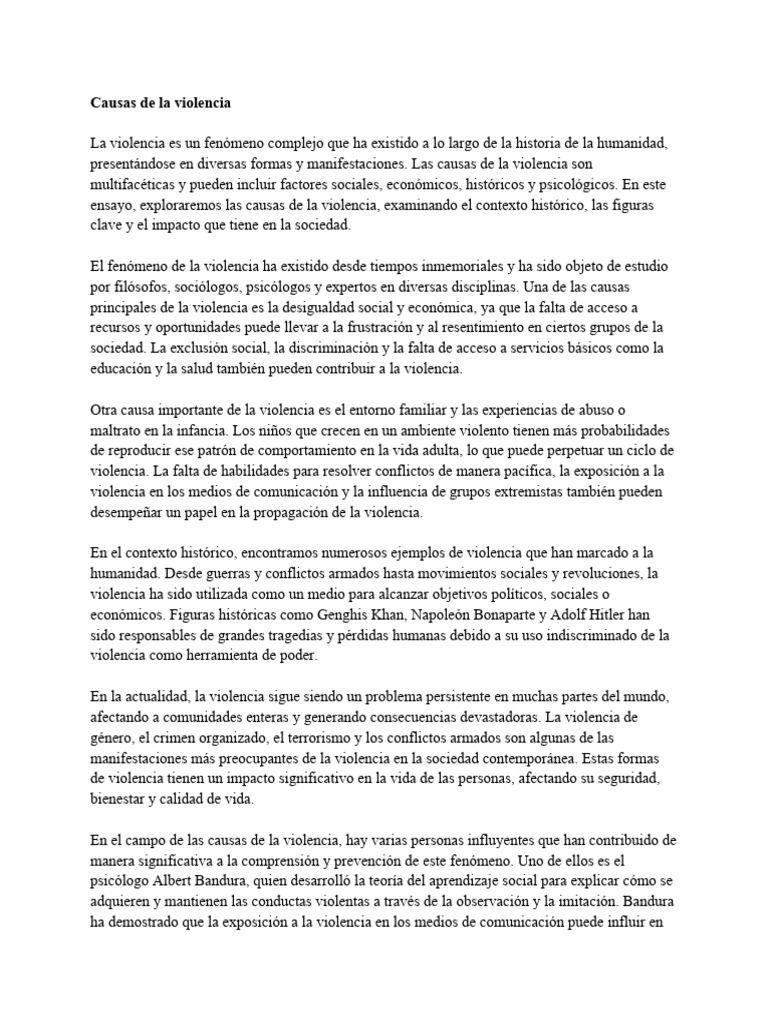 Causas de La Violencia | PDF | Violencia | Exclusión social