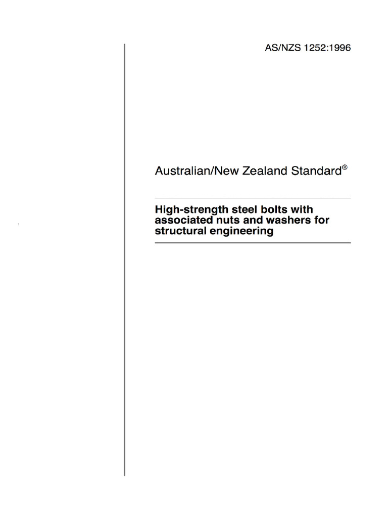 AS 1252-1996 High Strength Bolts X | PDF