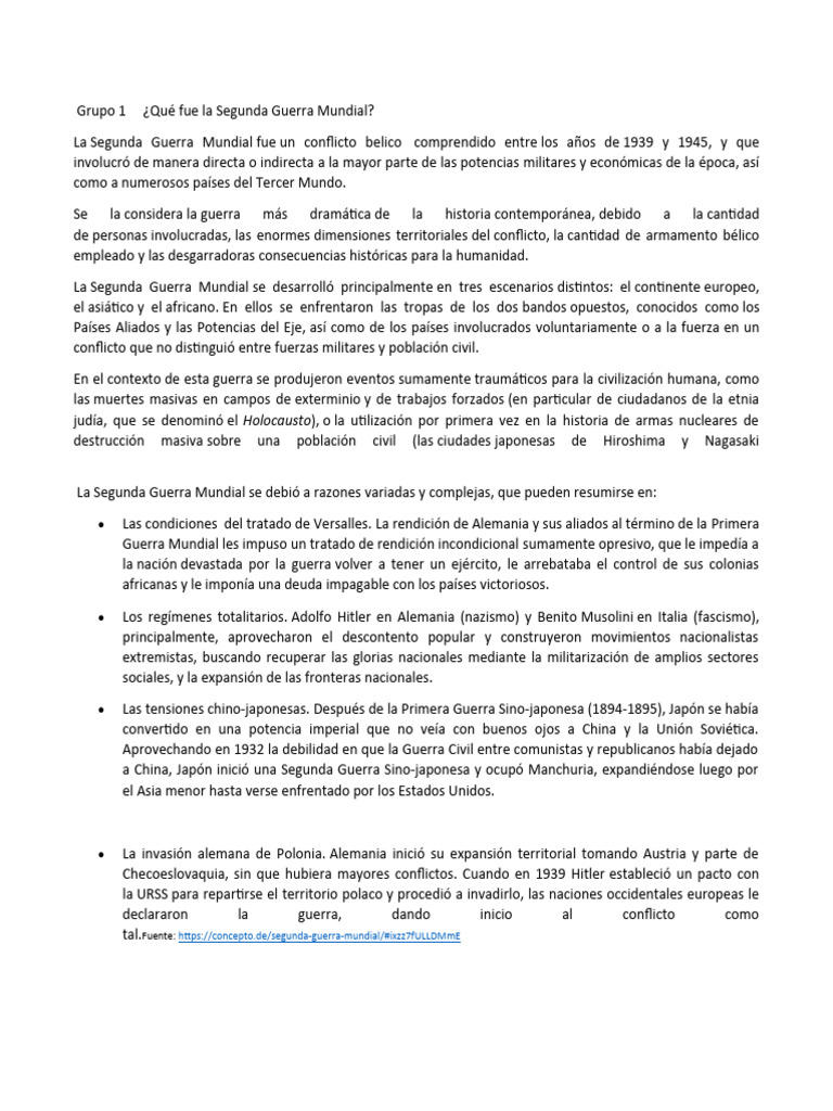 Causas y Consecuencias de la Segunda Guerra Mundial | PDF | Segunda ...