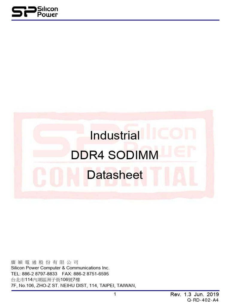 Industrial DDR4 SODIMM Specifications | PDF | Computer Science | Computing