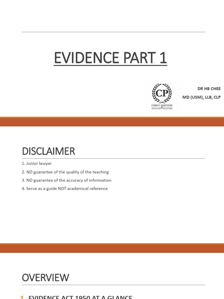 Evidence 1 Pdf Evidence Law Evidence