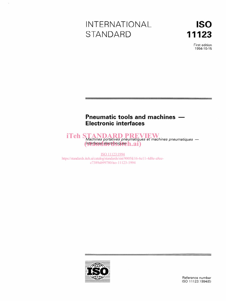 ISO 11123: Pneumatic Tool Interfaces | PDF | International Organization ...