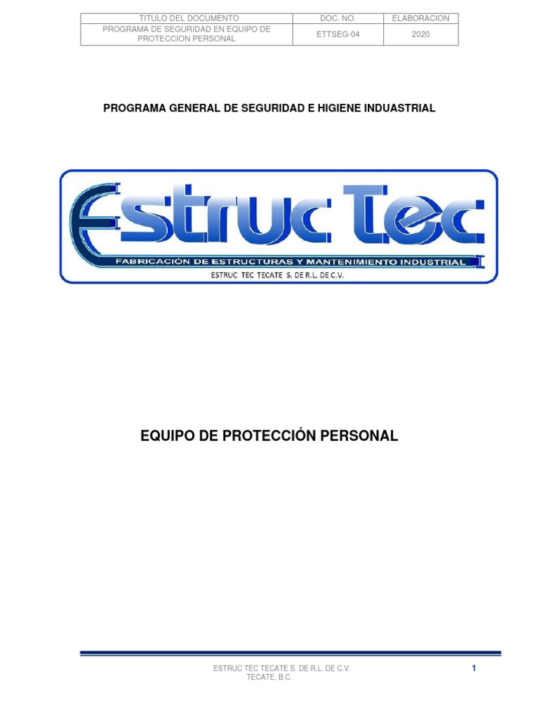 Programa de Seguridad en EPP 2020 | PDF | Guante | Residuos