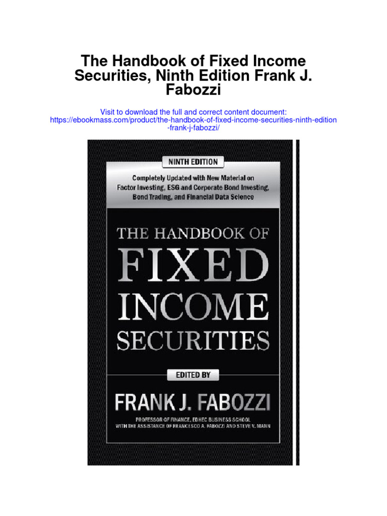 The Handbook of Fixed Securities Ninth Edition Frank J Fabozzi
