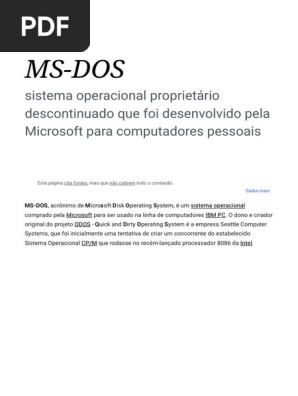 História e Evolução do MS-DOS | PDF | Compatíveis com PCs IBM