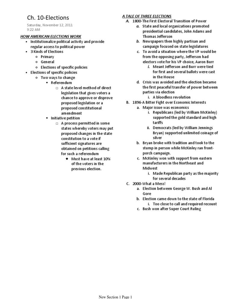 Ch. 10 Elections | PDF | Politics