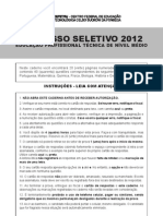 Educação técnica processo seletivo 2012