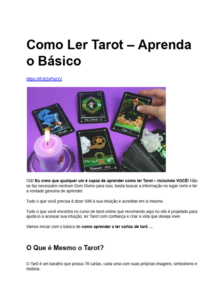 Aprenda a Ler Tarot: Guia para Iniciantes | PDF | Tarô