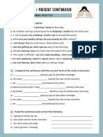 White Teal Blue Present Simple and Present Continuous Grammar Practice Worksheet