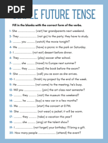 Simple Future Tense Worksheet