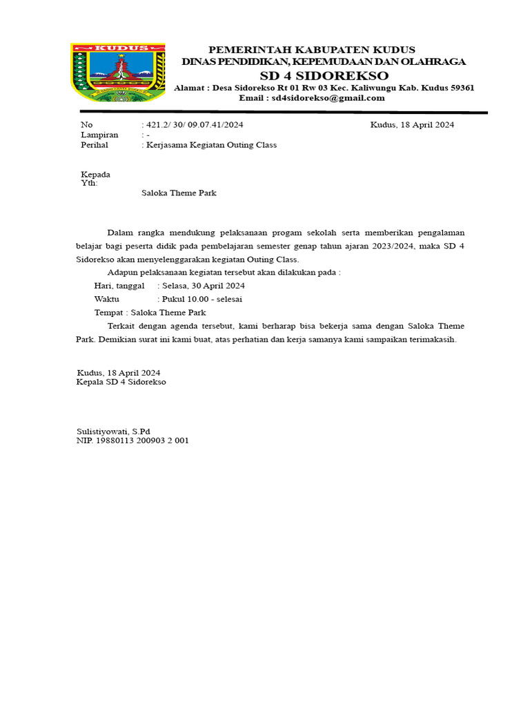 Surat Outing Class | PDF