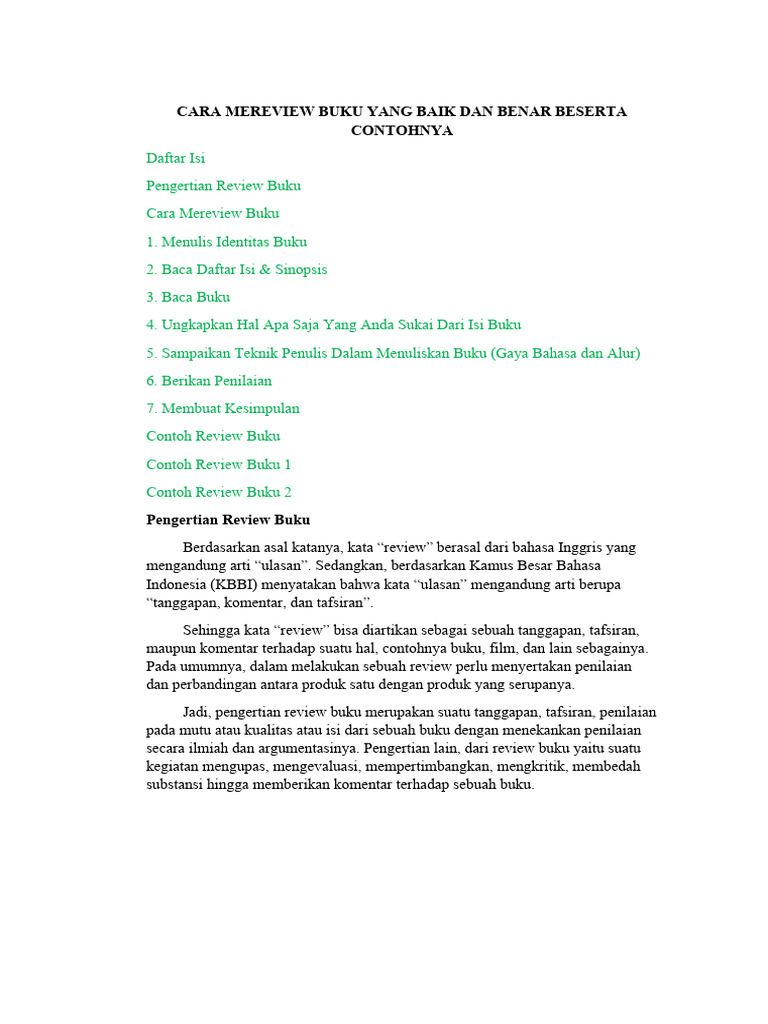 Cara Mereview Buku Yang Baik Dan Benar Beserta Contohnya Pdf