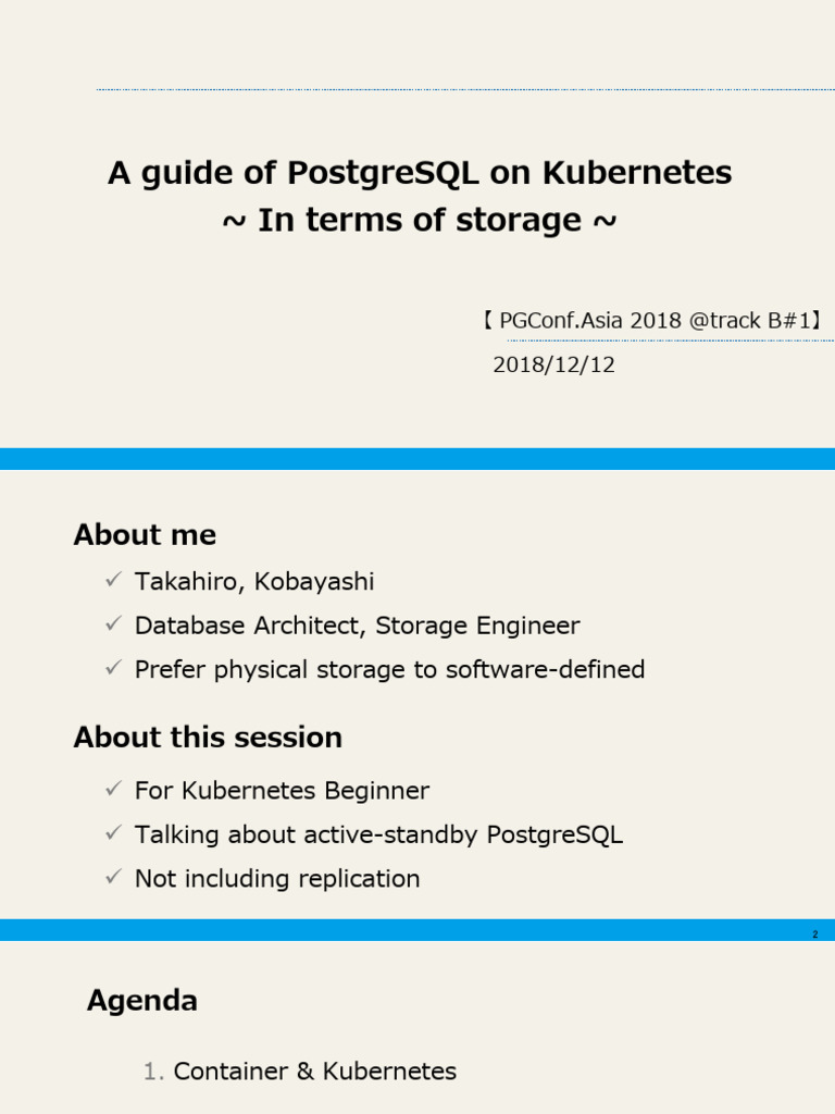 PostgreSQL on Kubernetes Guide | PDF | Computer Cluster | Information ...