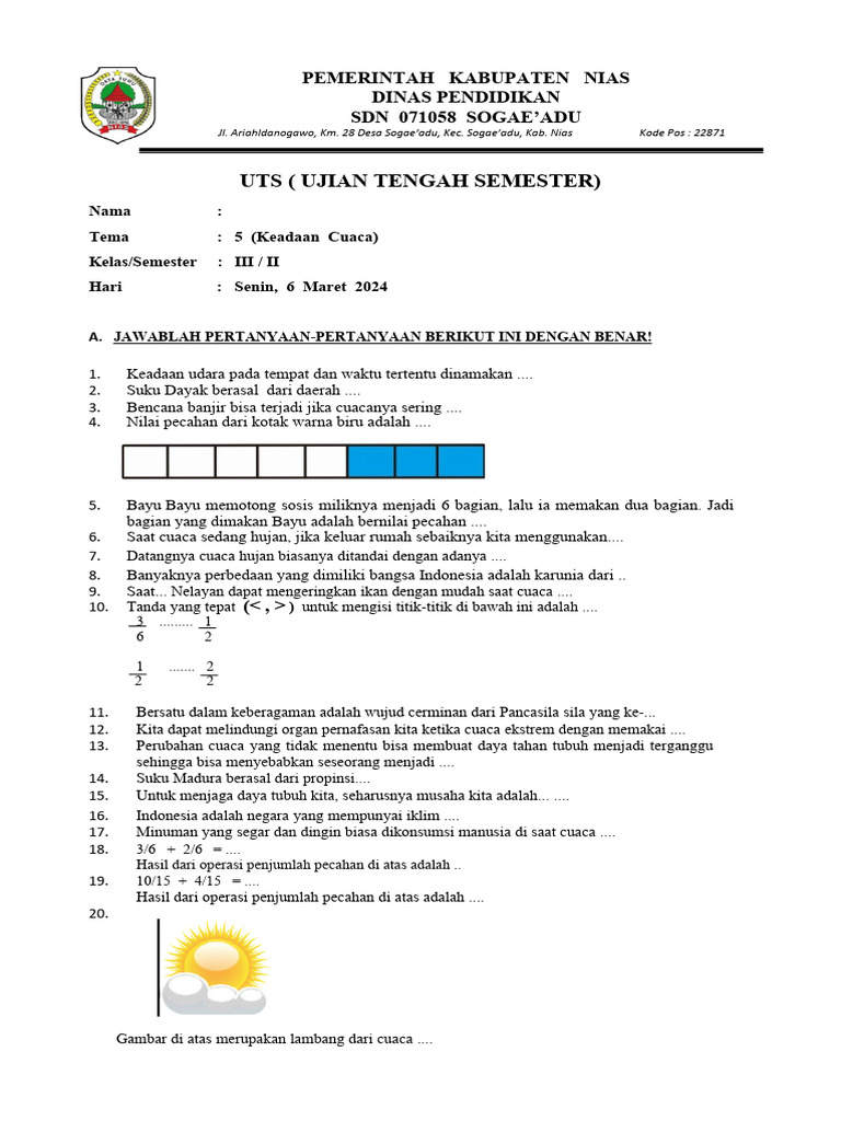 Contoh Soal Isian Kelas 3 SD Semester 2: Panduan Lengkap untuk Persiapan Ujian