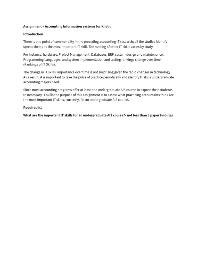 Essential IT Skills for AIS Courses | PDF | Business