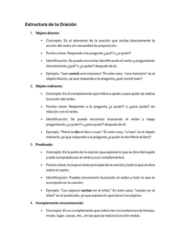 Estructura de La Oración | PDF | Verbo | Predicado (Gramática)