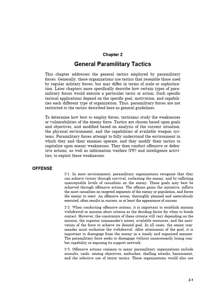 Paramilitary Tactics Overview | PDF | Ambush | Reconnaissance