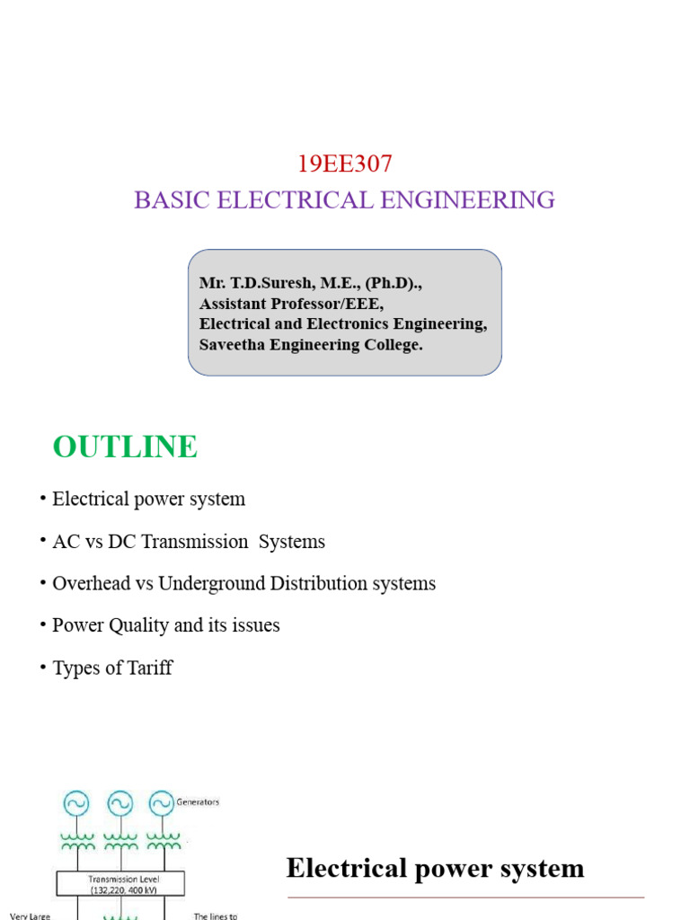 Electrical Power Systems Overview | PDF | Electric Power Transmission ...
