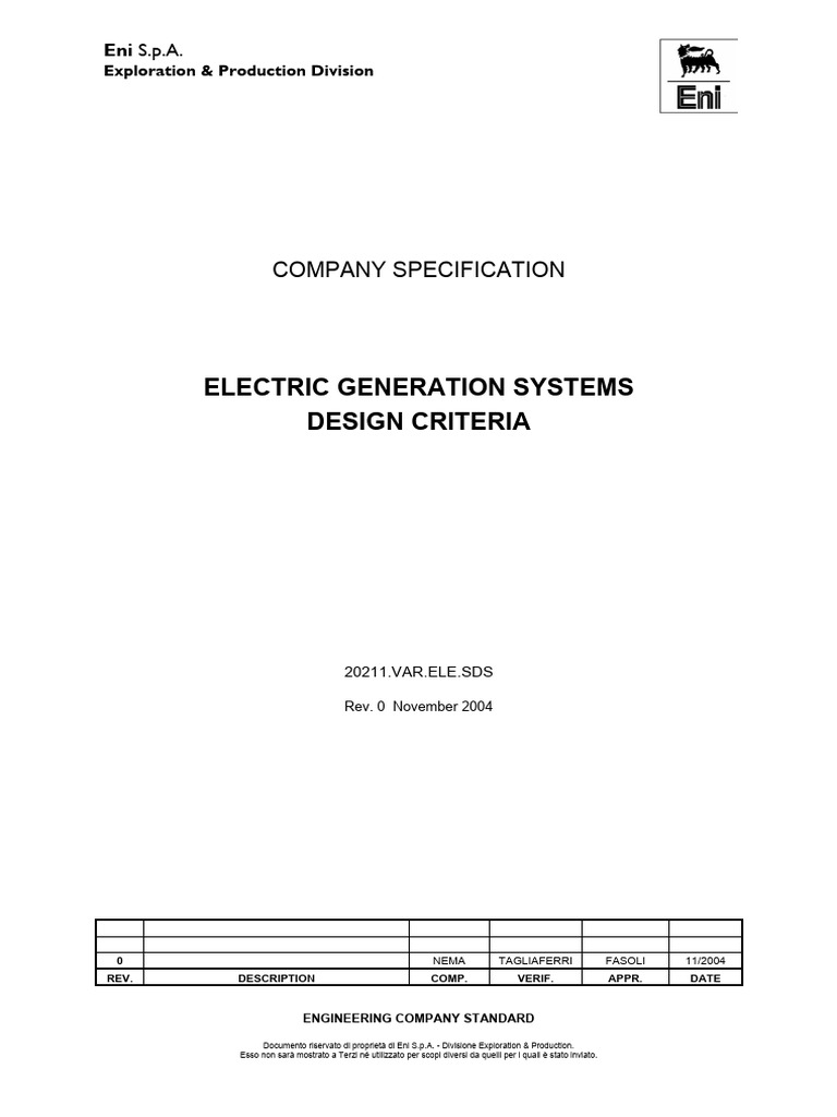Electric Generation Systems Design Criteria | PDF | Electric Generator ...