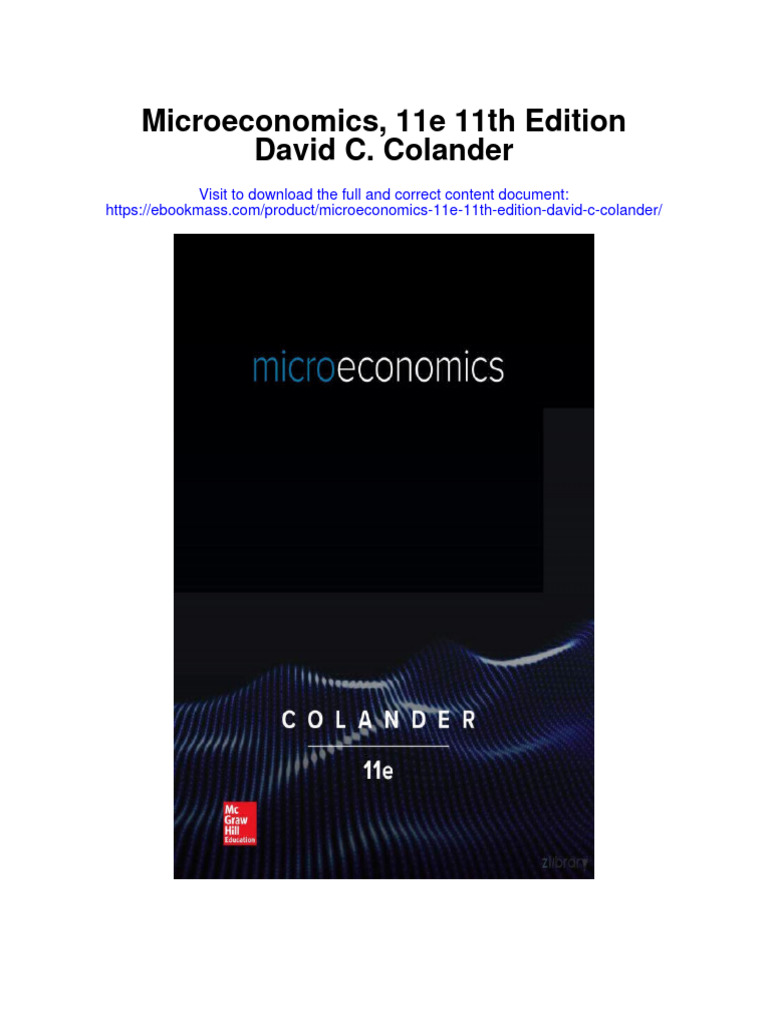 Microeconomics 11E 11Th Edition David C Colander Full Chapter PDF