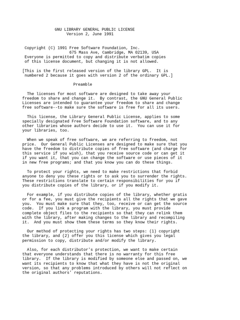 License gnu lgpl 2 pdf source code library computing 