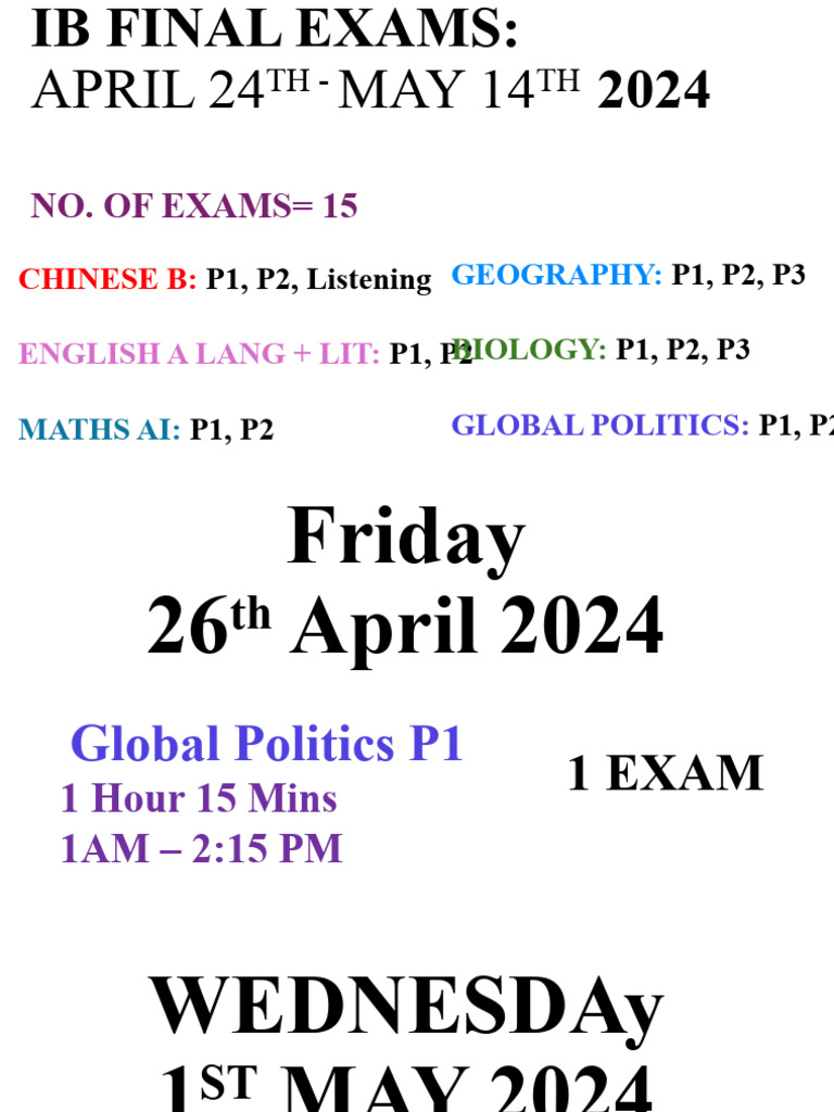 IB Final Exam Schedule 2024 | PDF | Social Science | Foreign Language ...