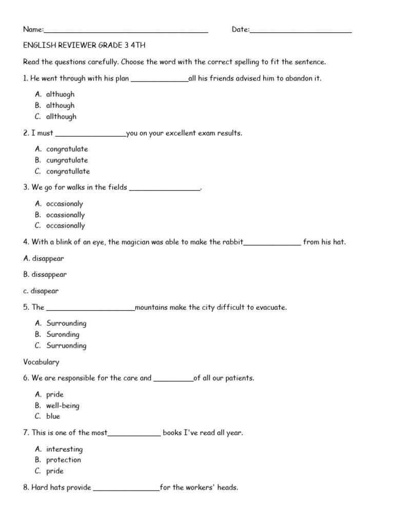 4th English GRADE 3 | PDF | Pronoun | Noun