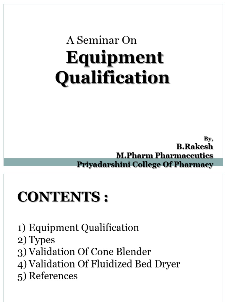 Iq Oq Pq For Fbd Pdf Verification And Validation