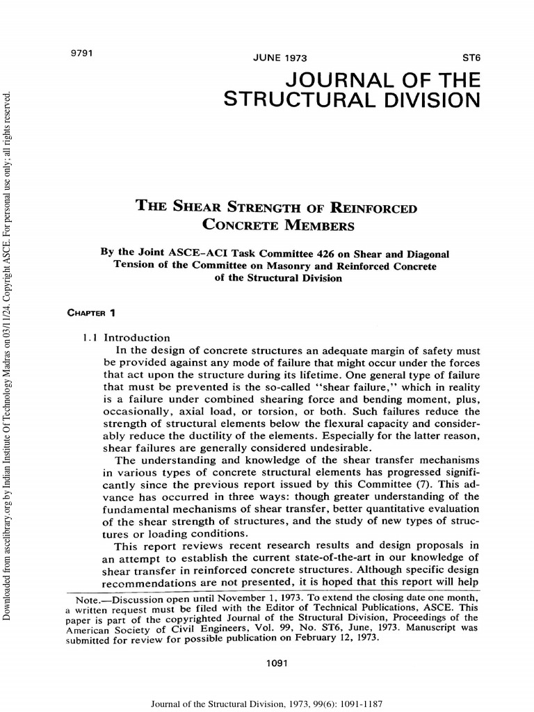 2021 The Shear Strength of Reinforced Concrete Members | PDF | Beam ...