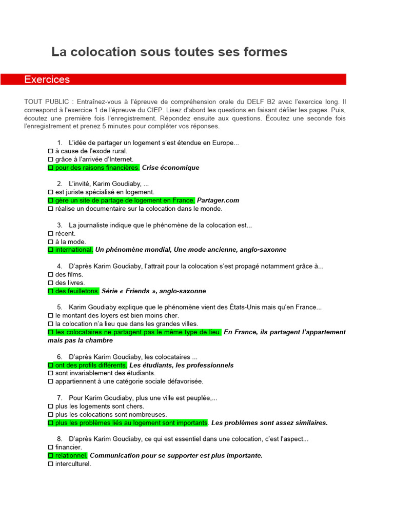 La colocation en France : enjeux et tendances | PDF | Jeux et activités ...