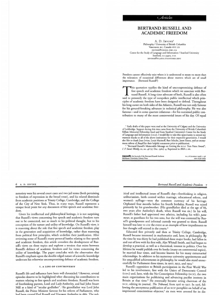 Bertrand russell and academic freedom download free pdf bertrand