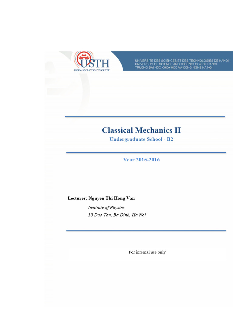 Classical Mechanics II Lecture Notes | PDF | Hamiltonian Mechanics ...