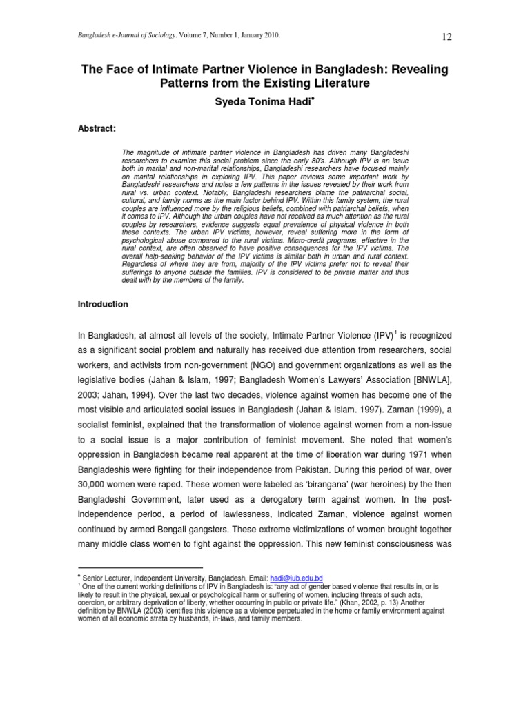 Intimate Partner Violence in Bangladesh | PDF | Violence | Domestic ...