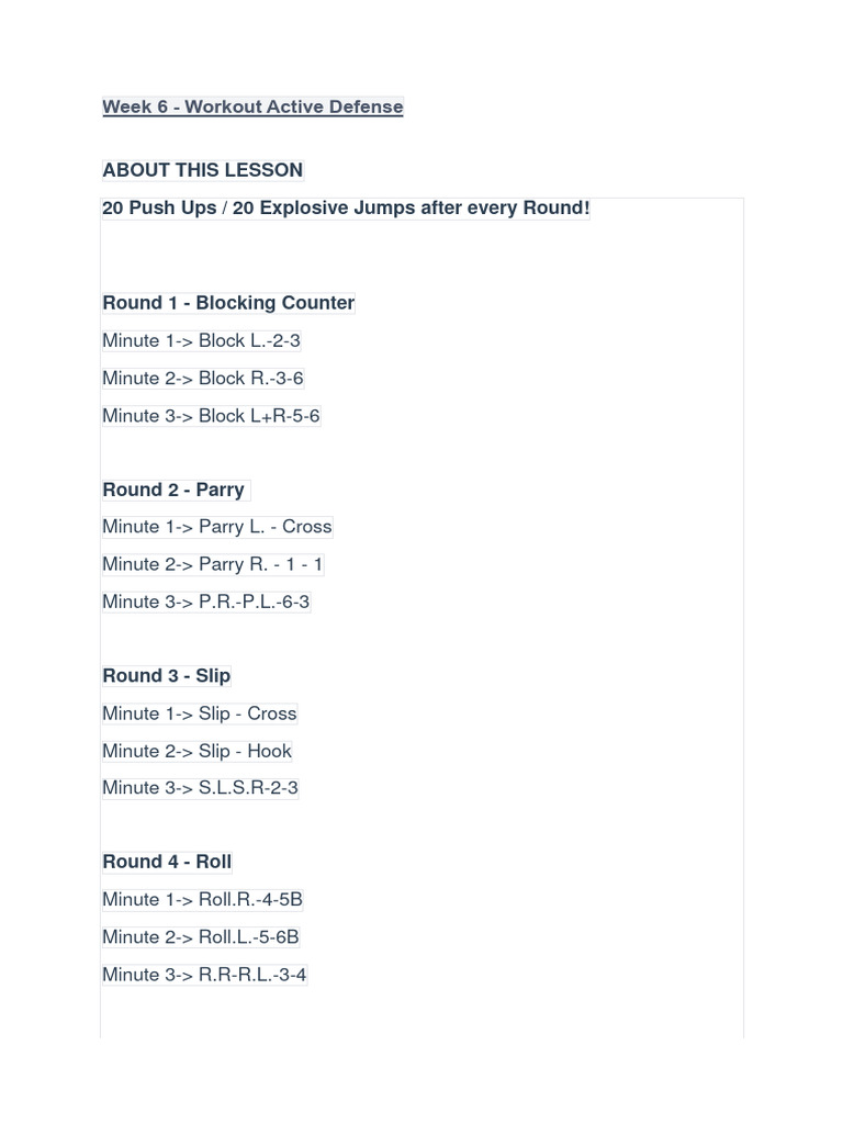 Week 6 - Workout Active Defense | PDF
