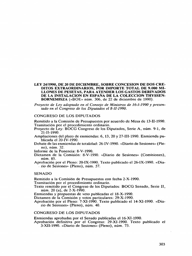 Ley 24/1990: Créditos Thyssen-Bornemisza | PDF | Gobierno