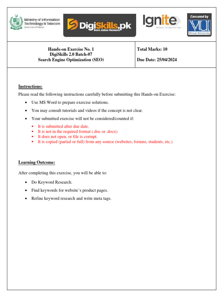 SEO Keyword Research Exercise Guide | PDF | Search Engine Optimization ...