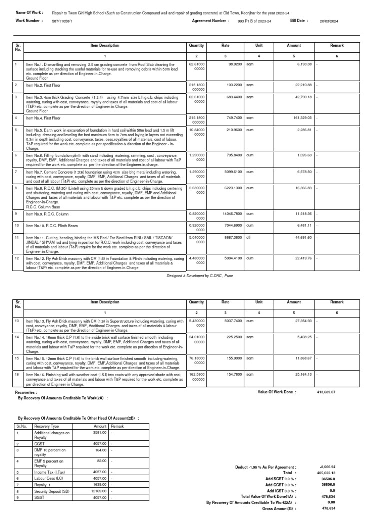 First & Final Bill part-II - 2024-04-15T105855.243 | PDF | Concrete ...