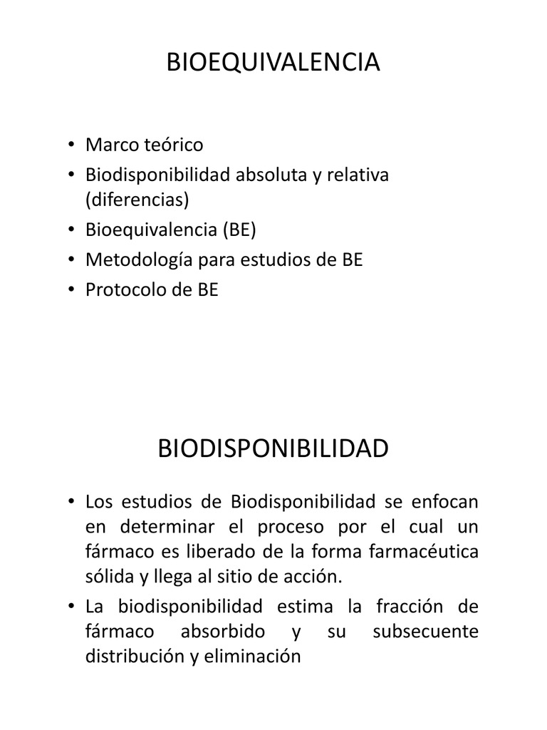 Bioequivalencia PDF | PDF | Biodisponibilidad | Medicamentos con receta
