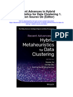 Download Recent Advances In Hybrid Metaheuristics For Data Clustering 1 Edition Sourav De Editor all chapter