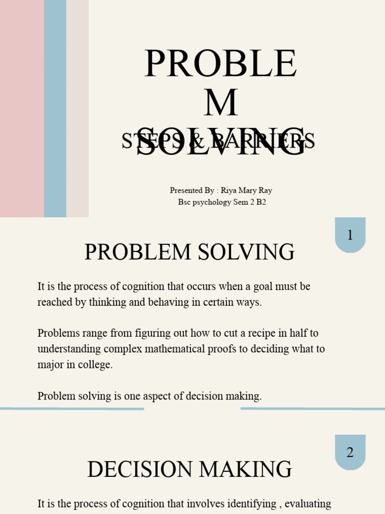 Problem Solving Steps and Barriers | PDF | Metacognition | Cognitive ...