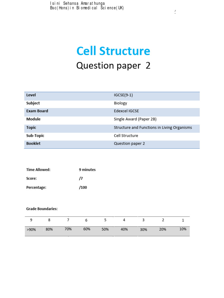 4.2 Cell Structure 2b Igcse 9 1 Edexcel Biology | PDF | Axon | Neuron
