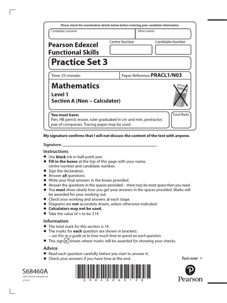 Level 1 Functional Skills Maths Test | PDF