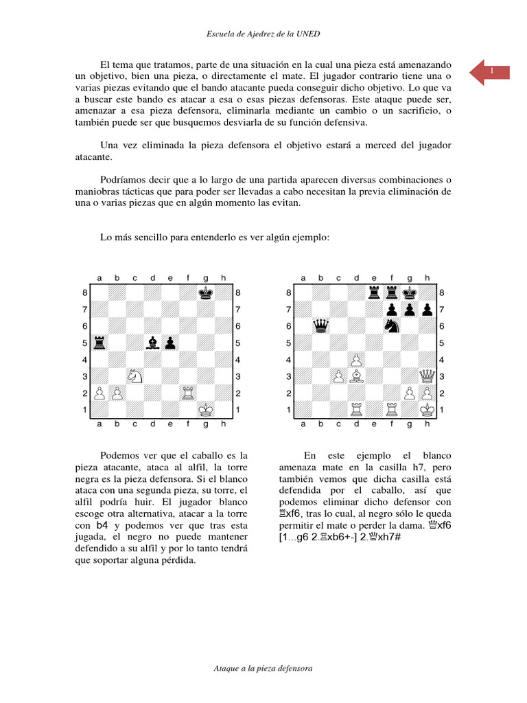 Ataque a la pieza defensora en ajedrez | PDF | Ajedrez | Juegos de ...
