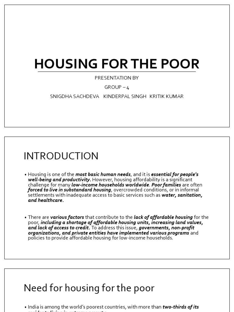 Housing For The Poor Pdf Economies Housing