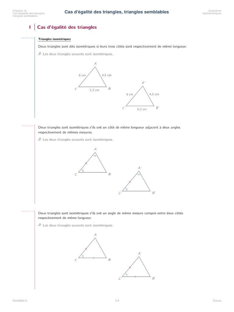 Égalité et similitude des triangles | PDF | Triangle | Géométrie
