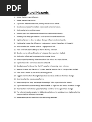Topic recall quizzes (Y11 mock exam)