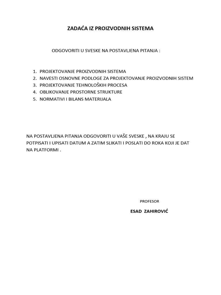 Zadaća Iz Proizvodnih Sistema | PDF